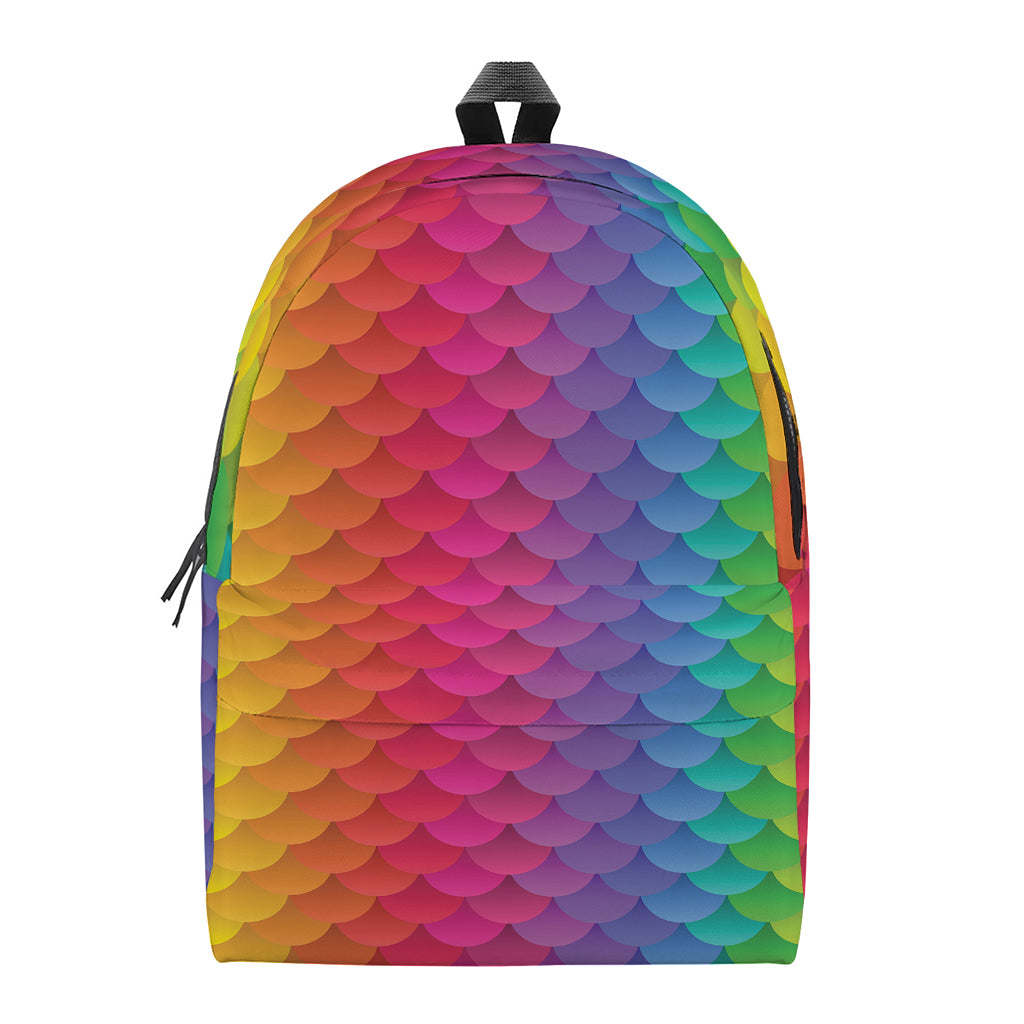 Rainbow Mermaid Scale Pattern Print Backpack