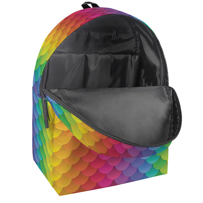 Rainbow Mermaid Scale Pattern Print Backpack