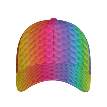 Rainbow Mermaid Scale Pattern Print Baseball Cap