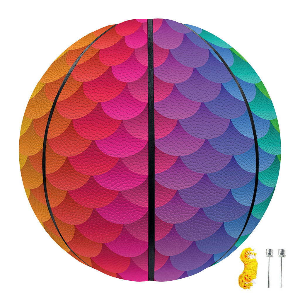 Rainbow Mermaid Scale Pattern Print Basketball