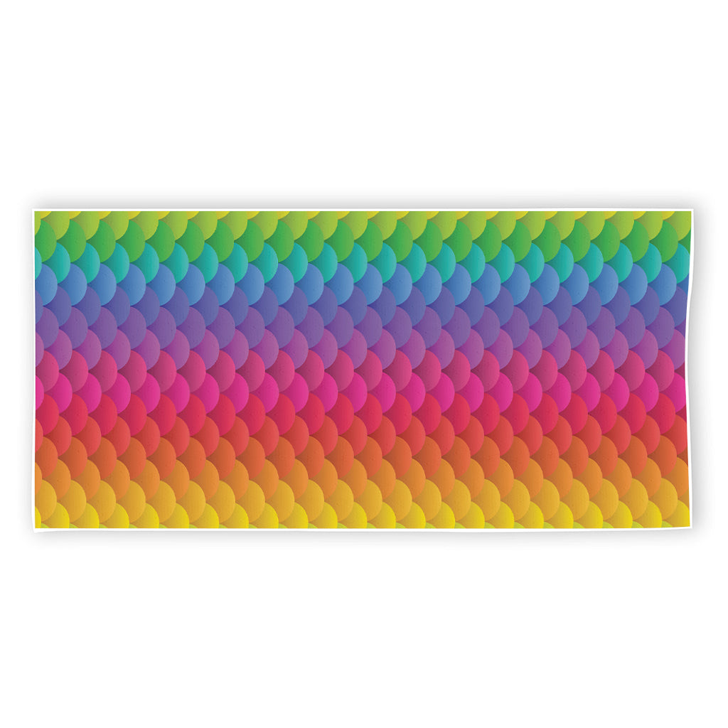 Rainbow Mermaid Scale Pattern Print Beach Towel