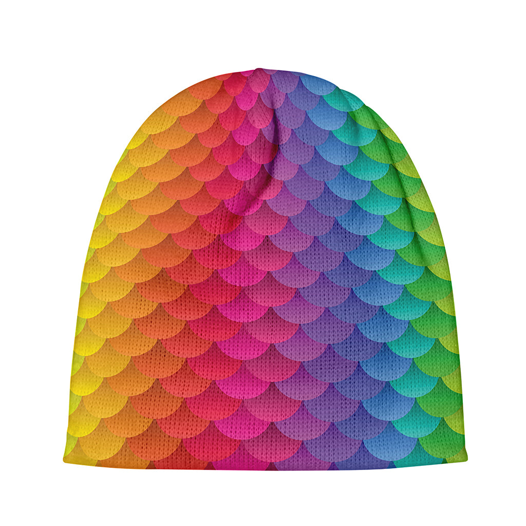Rainbow Mermaid Scale Pattern Print Beanie