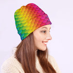 Rainbow Mermaid Scale Pattern Print Beanie