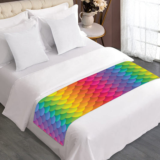Rainbow Mermaid Scale Pattern Print Bed Runner