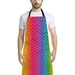 Rainbow Mermaid Scale Pattern Print Bib Apron With Pocket
