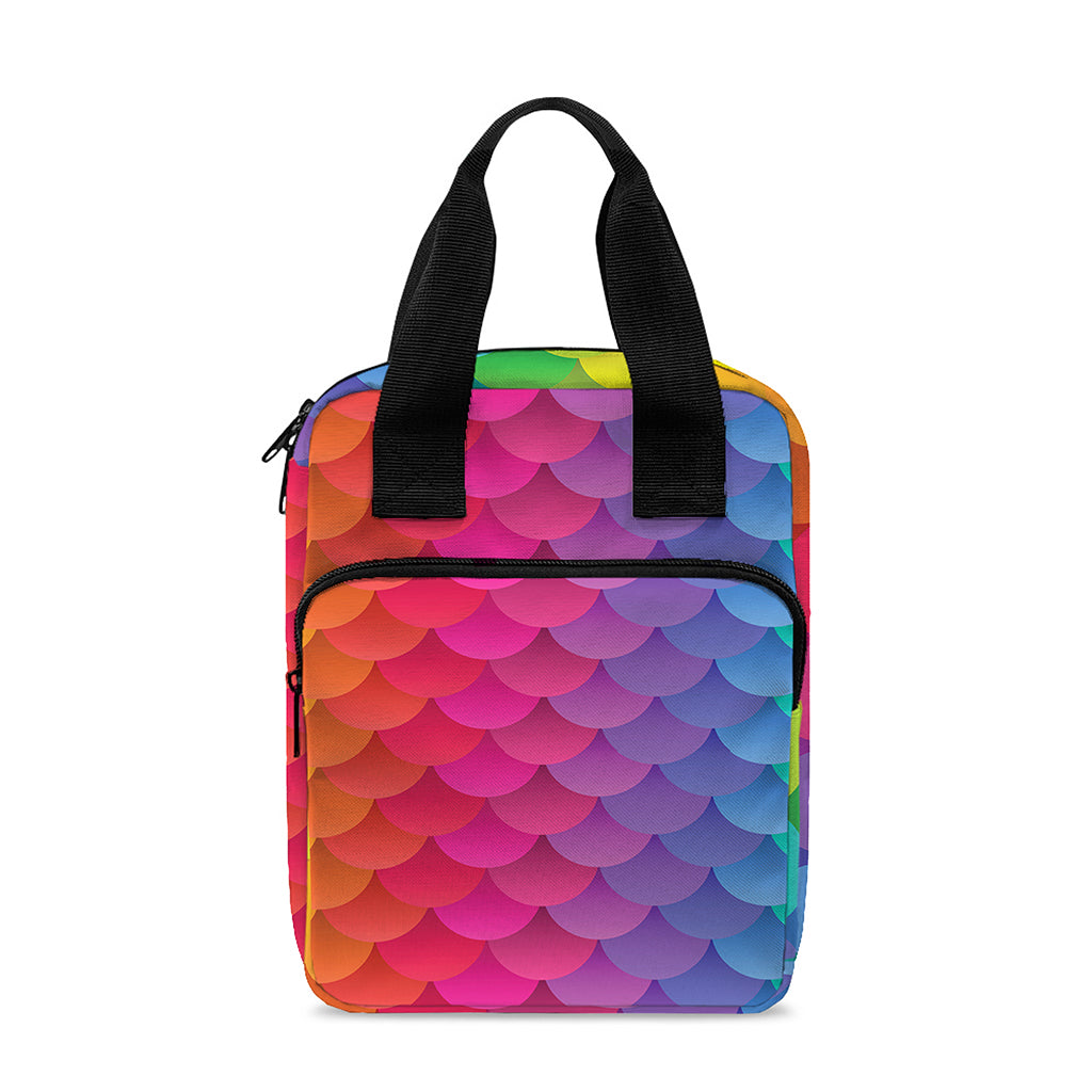 Rainbow Mermaid Scale Pattern Print Bible Tote Bag