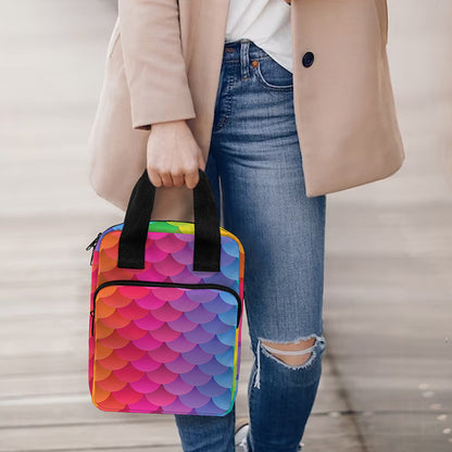 Rainbow Mermaid Scale Pattern Print Bible Tote Bag