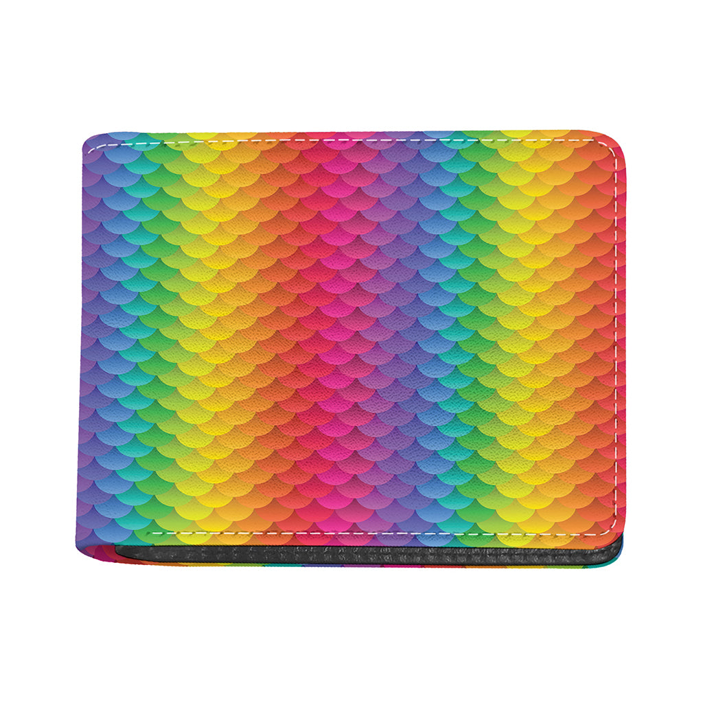 Rainbow Mermaid Scale Pattern Print Bifold Wallet