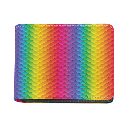 Rainbow Mermaid Scale Pattern Print Bifold Wallet