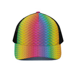 Rainbow Mermaid Scale Pattern Print Black Mesh Trucker Cap
