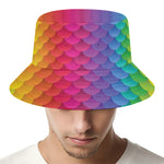 Rainbow Mermaid Scale Pattern Print Bucket Hat