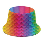 Rainbow Mermaid Scale Pattern Print Bucket Hat