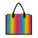 Rainbow Mermaid Scale Pattern Print Canvas Tote Bag
