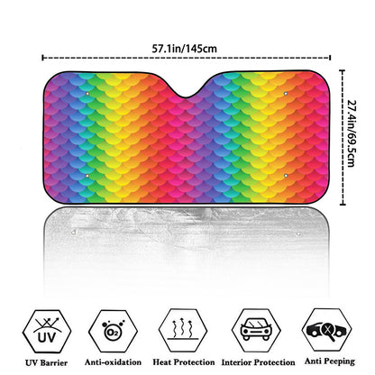 Rainbow Mermaid Scale Pattern Print Car Windshield Sun Shade