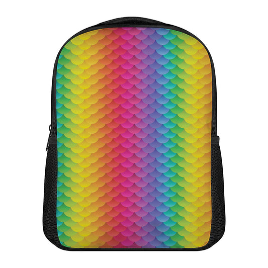 Rainbow Mermaid Scale Pattern Print Casual Backpack