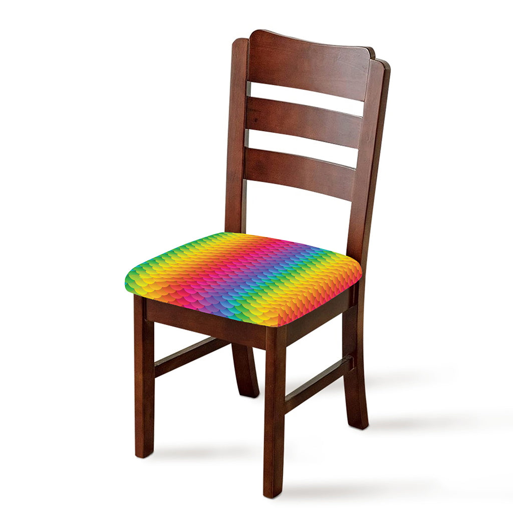 Rainbow Mermaid Scale Pattern Print Chair Cushion Cover