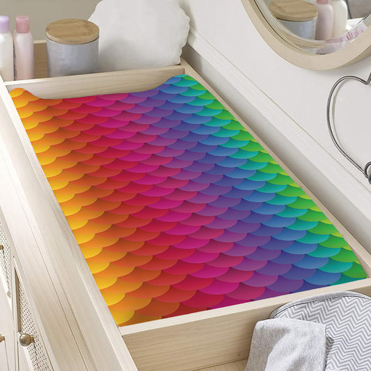 Rainbow Mermaid Scale Pattern Print Changing Pad Cover