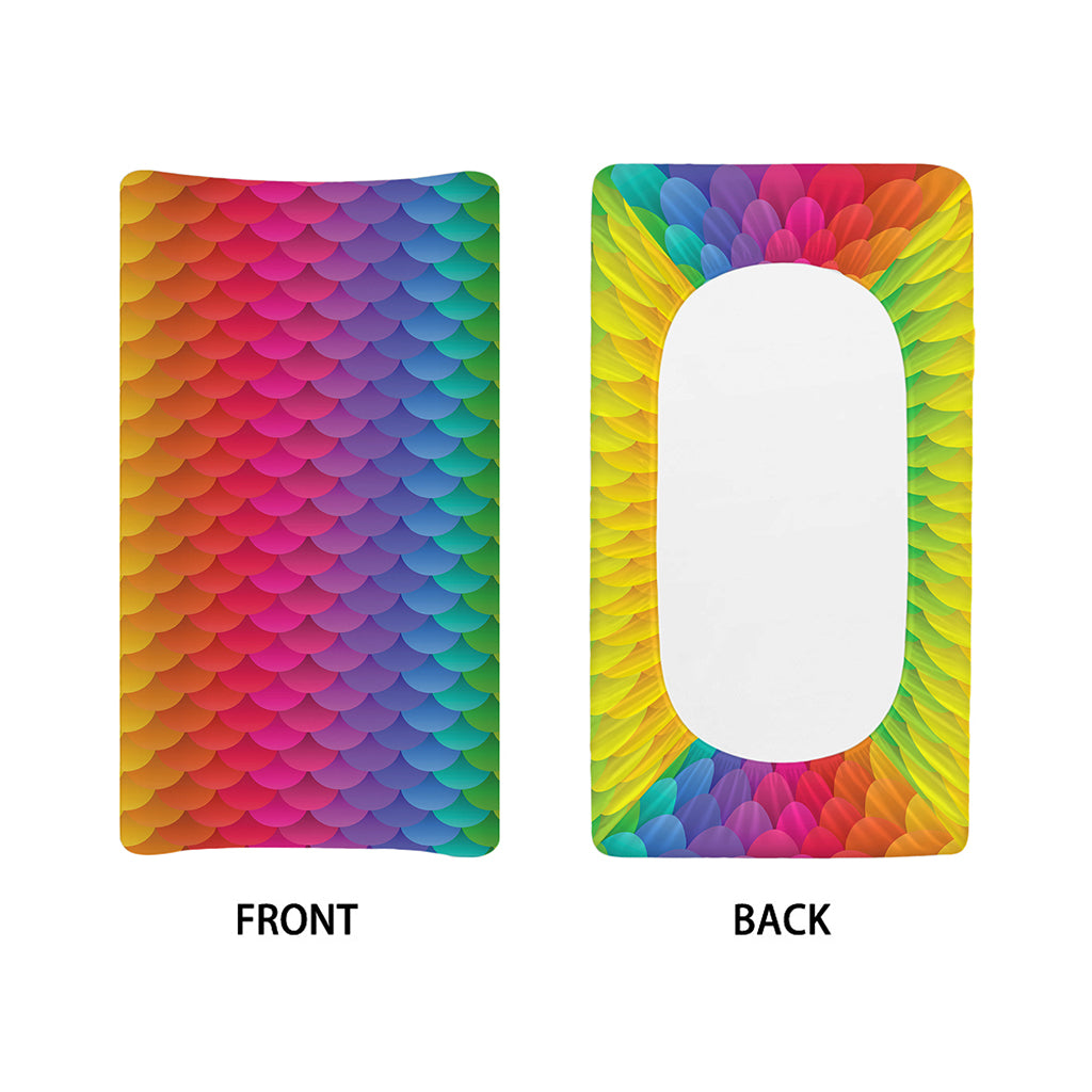Rainbow Mermaid Scale Pattern Print Changing Pad Cover