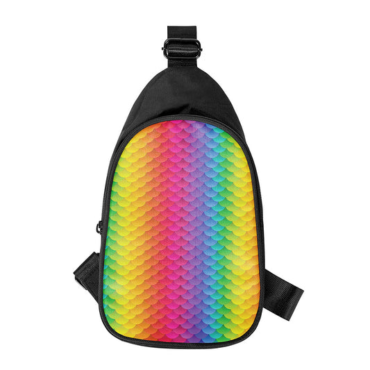 Rainbow Mermaid Scale Pattern Print Chest Bag