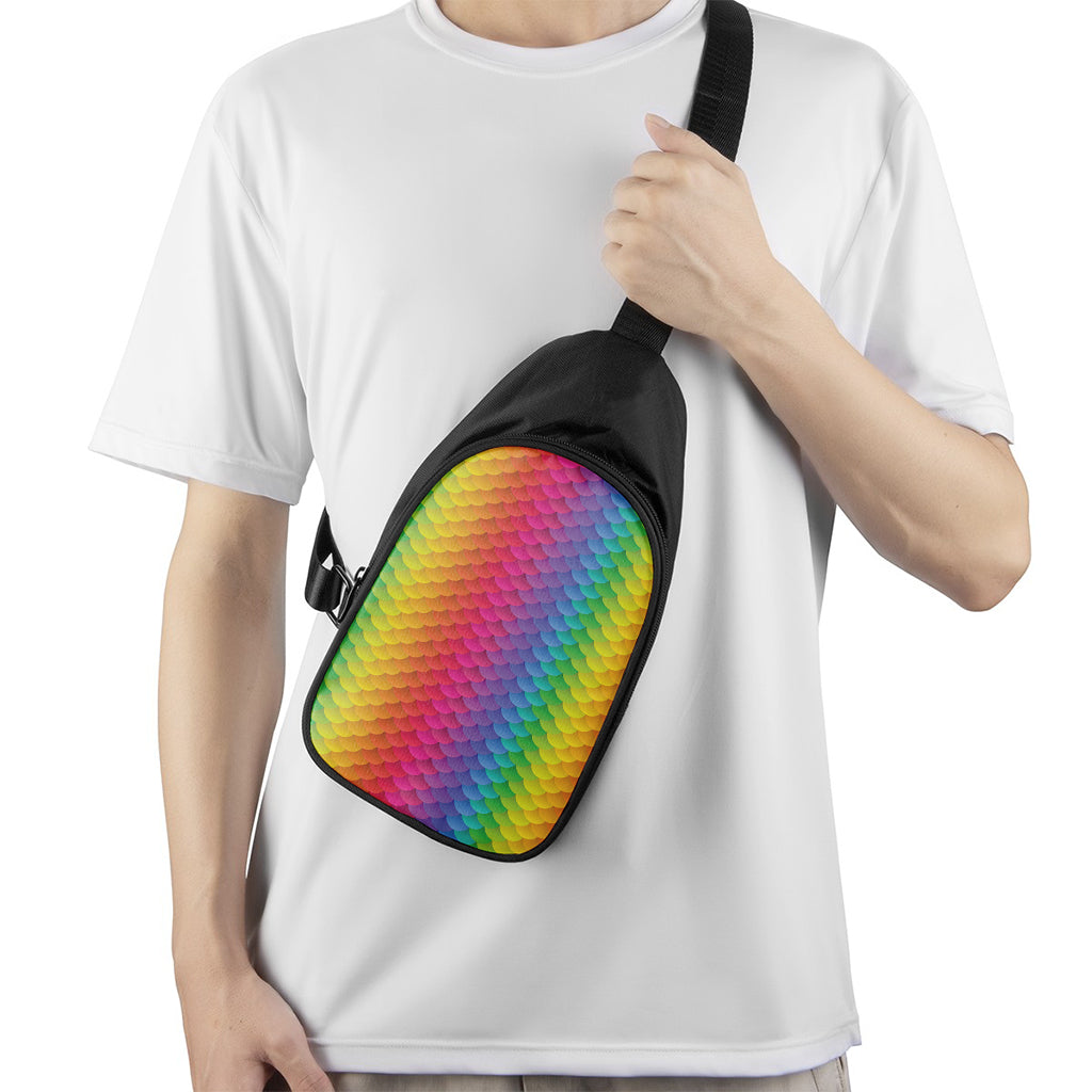 Rainbow Mermaid Scale Pattern Print Chest Bag