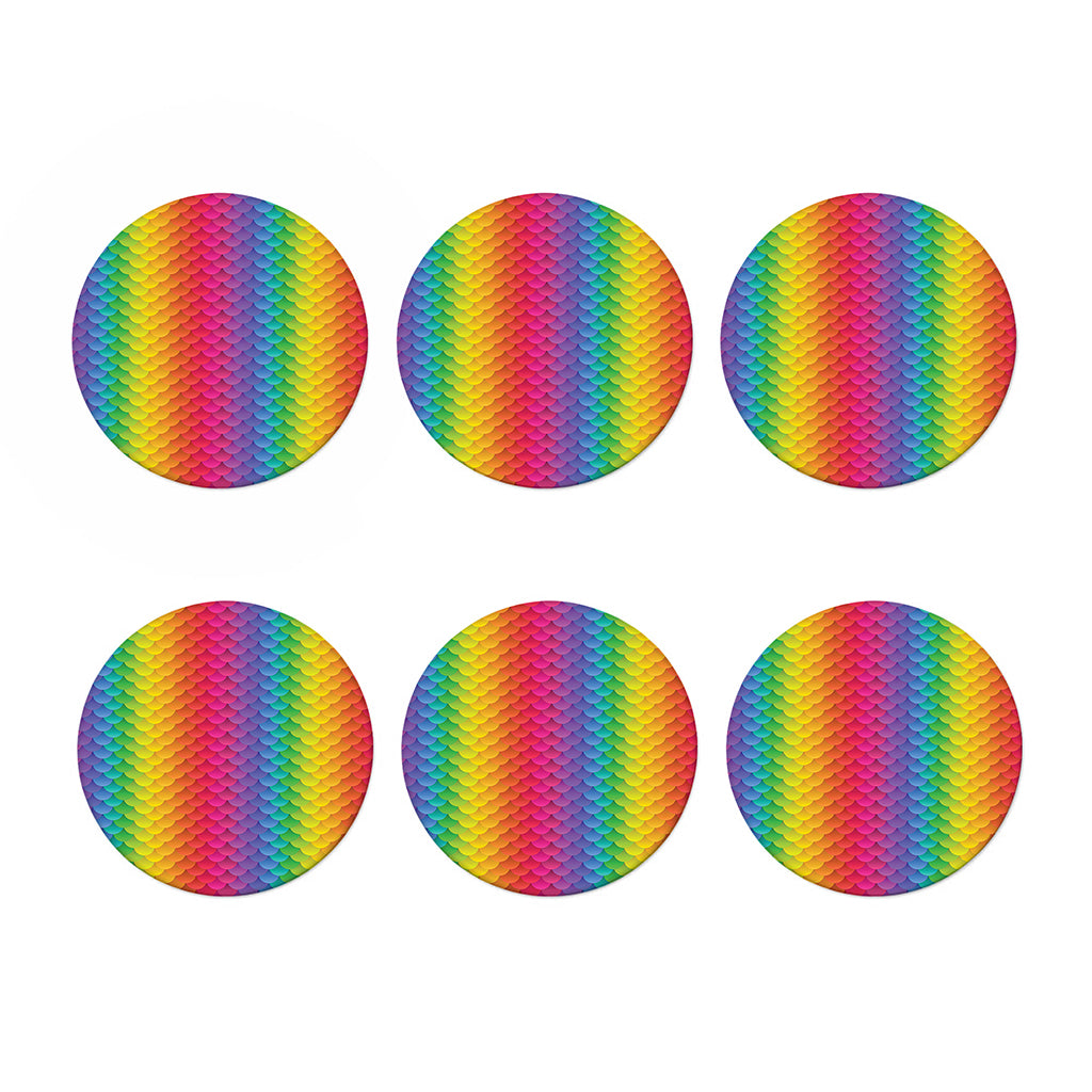 Rainbow Mermaid Scale Pattern Print Coaster Set