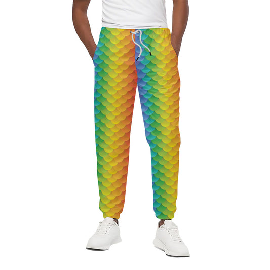 Rainbow Mermaid Scale Pattern Print Cotton Pants