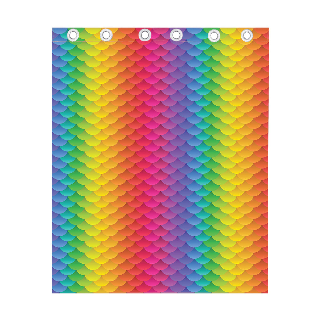 Rainbow Mermaid Scale Pattern Print Curtain