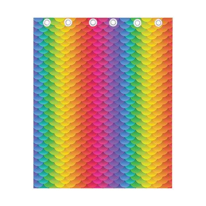 Rainbow Mermaid Scale Pattern Print Curtain