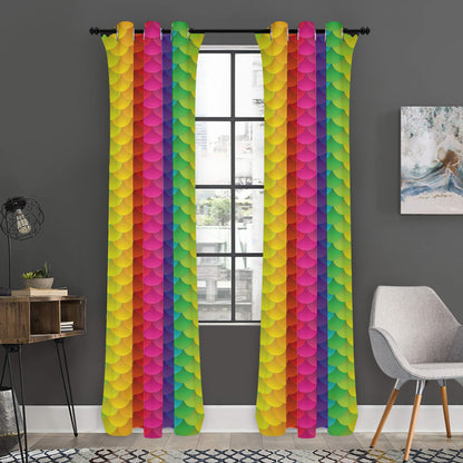 Rainbow Mermaid Scale Pattern Print Curtain