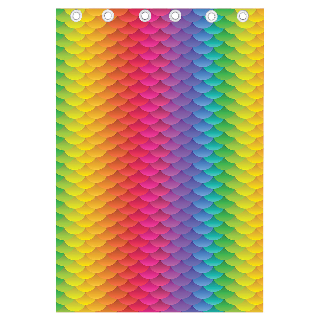 Rainbow Mermaid Scale Pattern Print Curtain