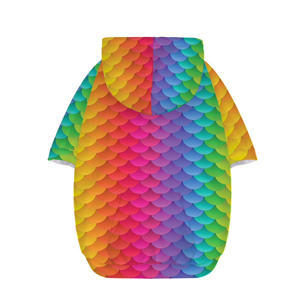 Rainbow Mermaid Scale Pattern Print Dog Zip Up Hoodie