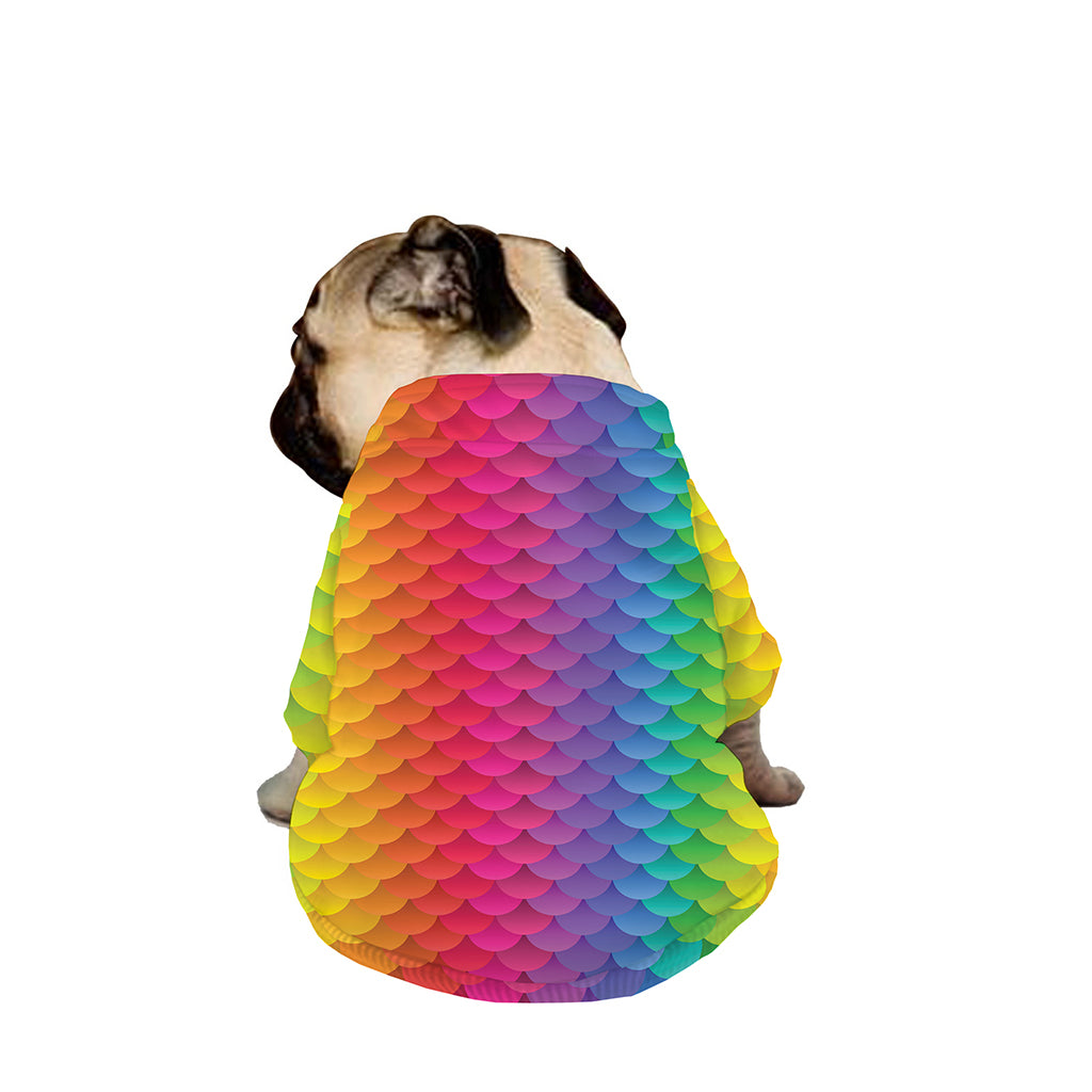 Rainbow Mermaid Scale Pattern Print Dog Zip Up Jacket