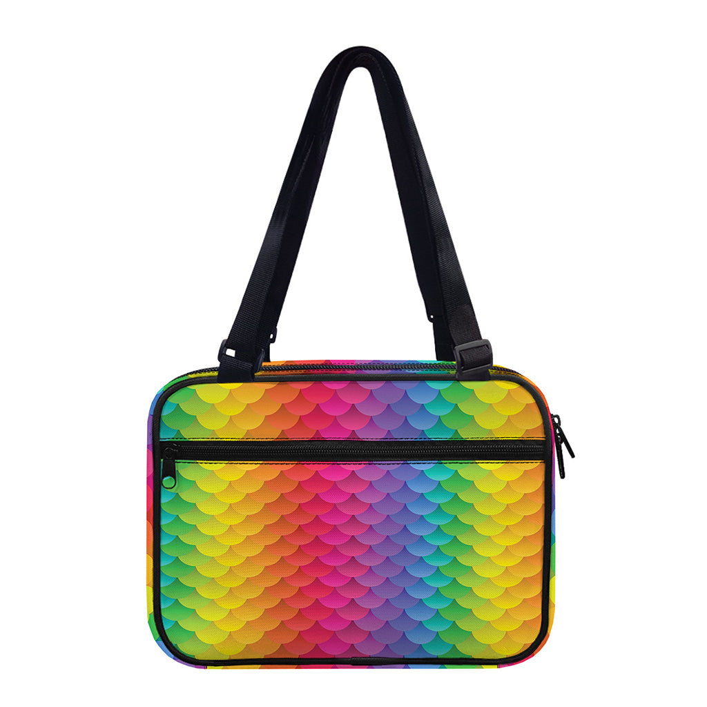 Rainbow Mermaid Scale Pattern Print Double Strap Bible Bag