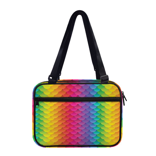 Rainbow Mermaid Scale Pattern Print Double Strap Bible Bag