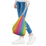 Rainbow Mermaid Scale Pattern Print Drawstring Bag