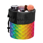 Rainbow Mermaid Scale Pattern Print Drawstring Makeup Bag