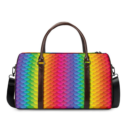 Rainbow Mermaid Scale Pattern Print Duffle Bag