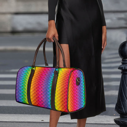 Rainbow Mermaid Scale Pattern Print Duffle Bag
