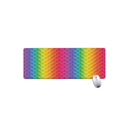 Rainbow Mermaid Scale Pattern Print Extended Mouse Pad