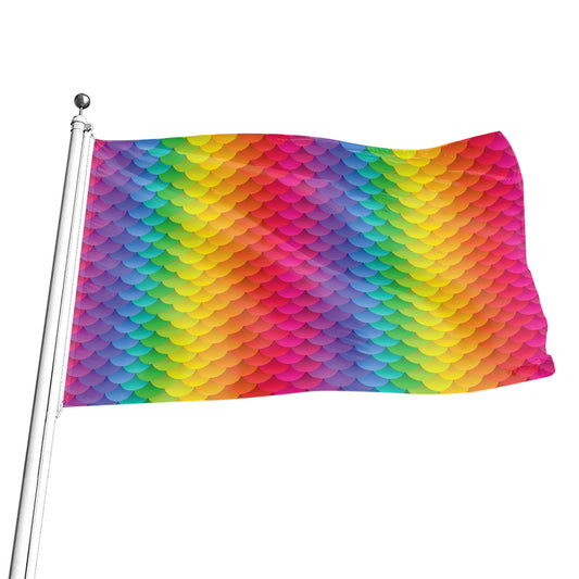 Rainbow Mermaid Scale Pattern Print Flag