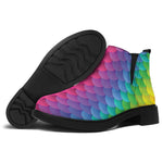 Rainbow Mermaid Scale Pattern Print Flat Ankle Boots