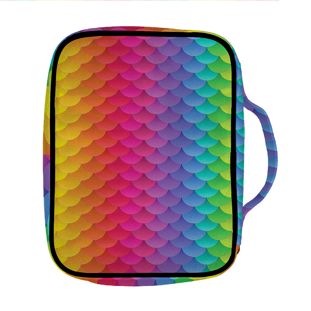 Rainbow Mermaid Scale Pattern Print Front Pocket Bible Bag