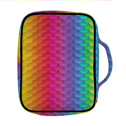Rainbow Mermaid Scale Pattern Print Front Pocket Bible Bag