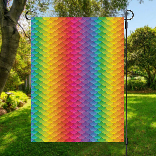 Rainbow Mermaid Scale Pattern Print Garden Flag