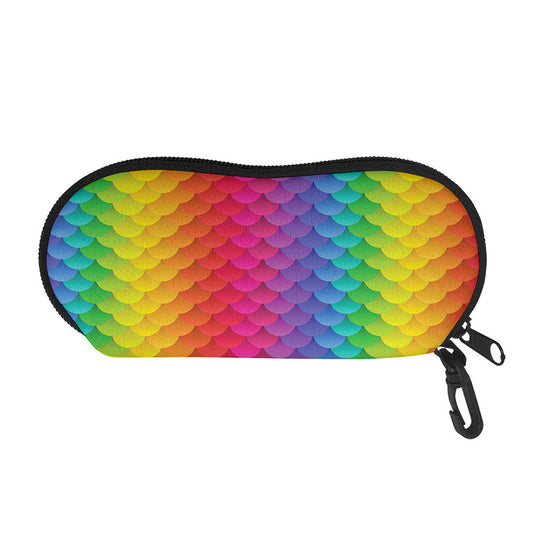 Rainbow Mermaid Scale Pattern Print Glasses Case