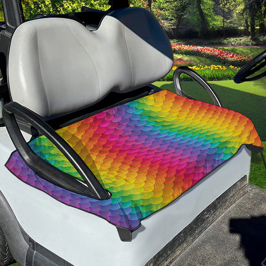 Rainbow Mermaid Scale Pattern Print Golf Cart Seat Cover
