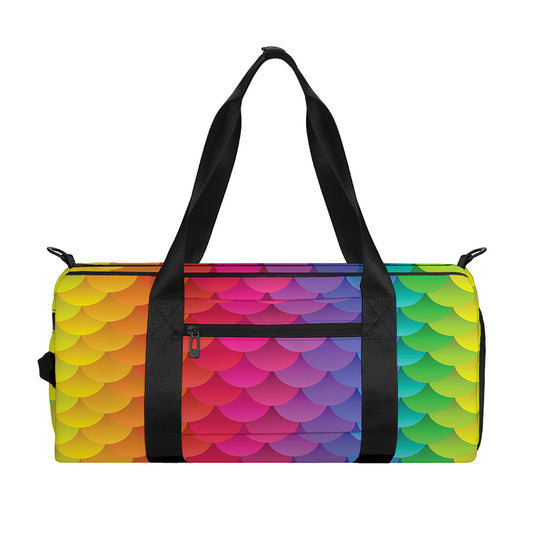 Rainbow Mermaid Scale Pattern Print Gym Bag