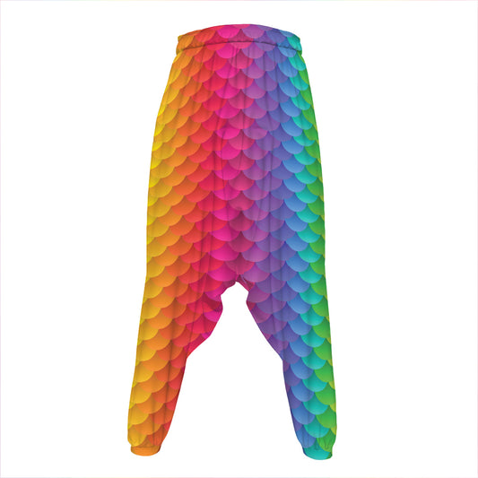 Rainbow Mermaid Scale Pattern Print Hammer Pants