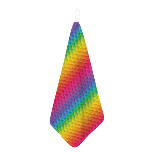 Rainbow Mermaid Scale Pattern Print Hand Towel