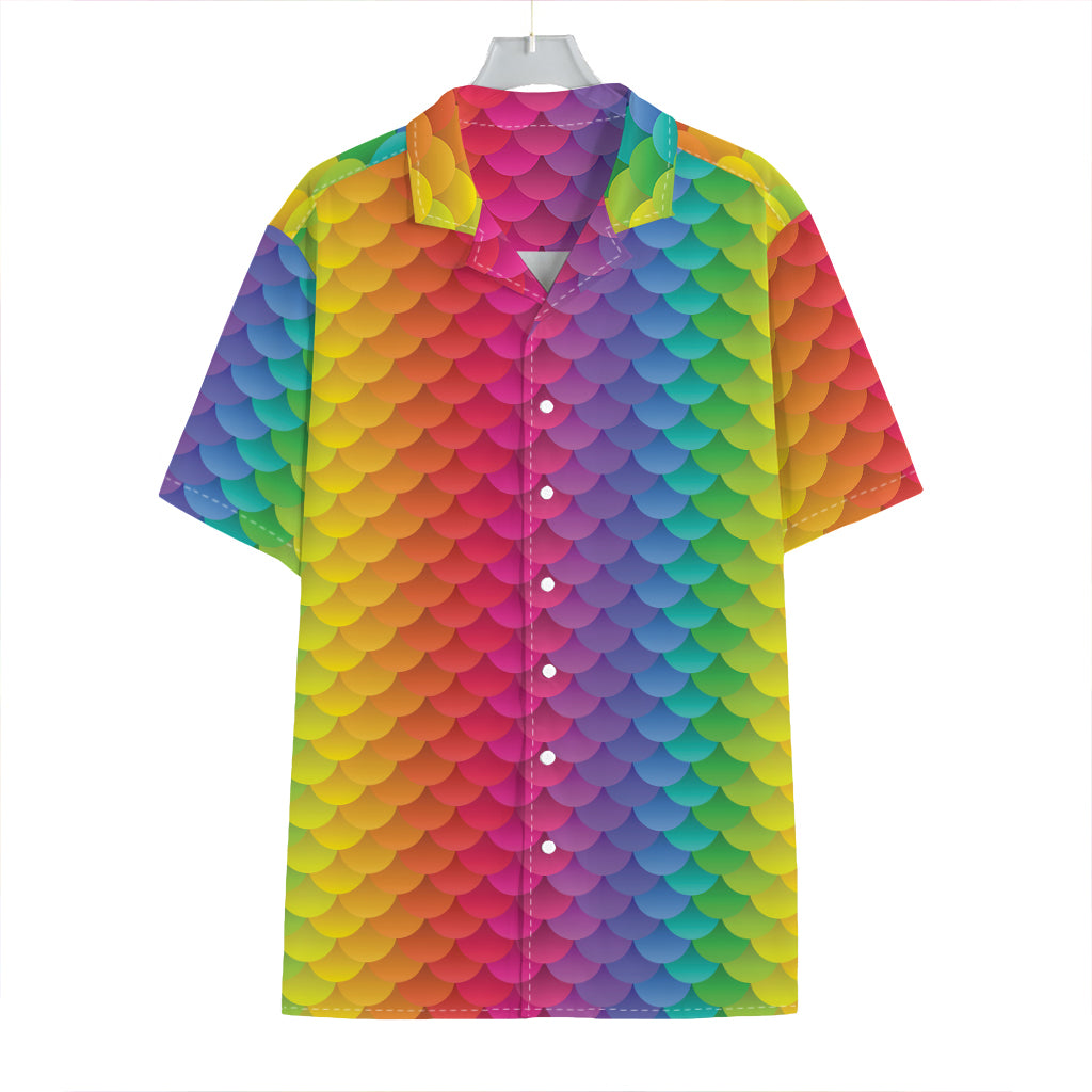 Rainbow Mermaid Scale Pattern Print Hawaiian Shirt
